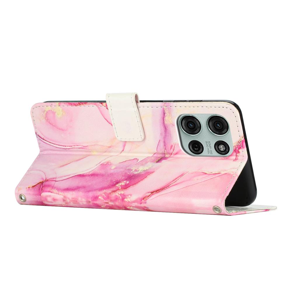  Motorola Moto G86 Power / G86 5G Fodral Läder Marmor Rosa - Teknikhallen.se