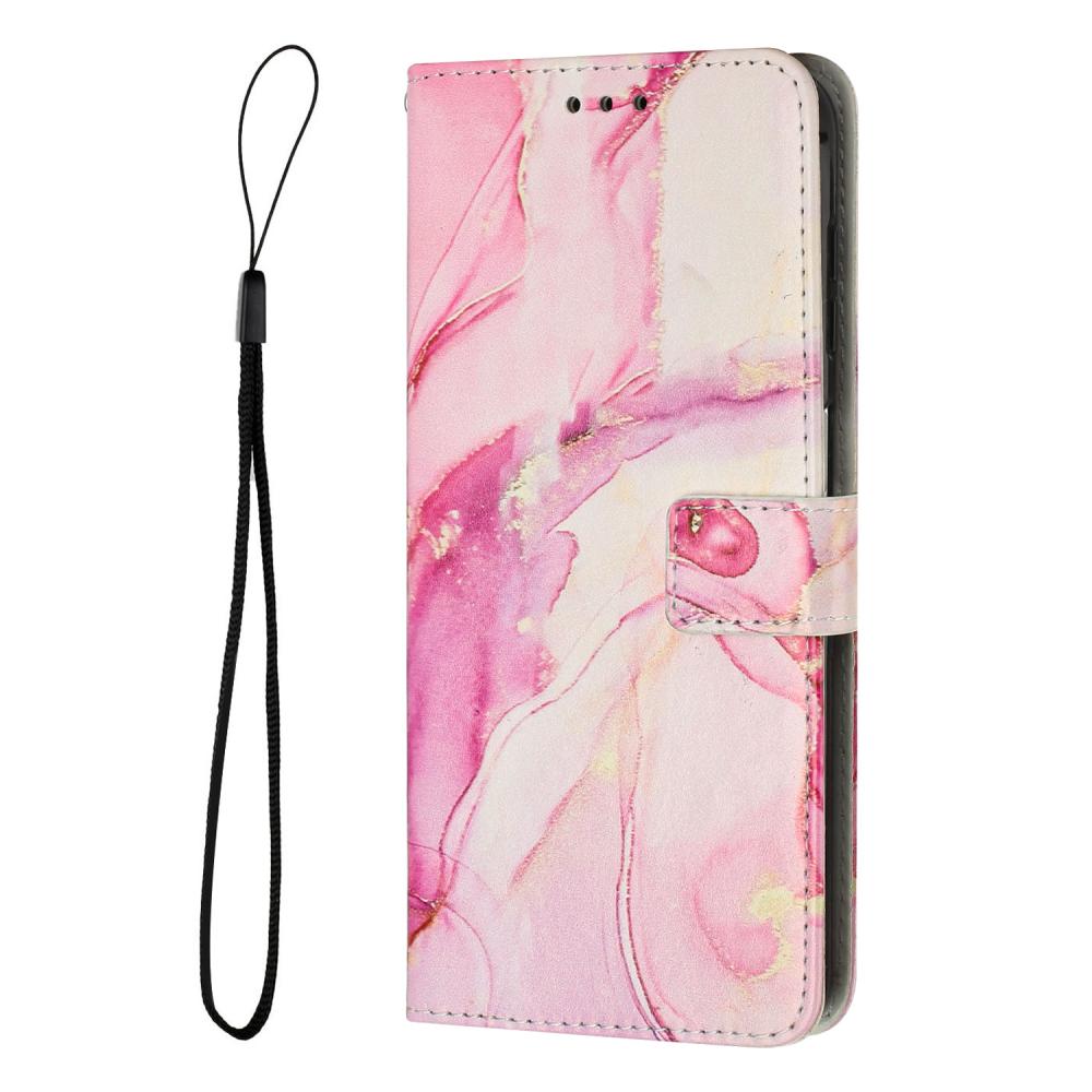  Motorola Moto G86 Power / G86 5G Fodral Läder Marmor Rosa - Teknikhallen.se