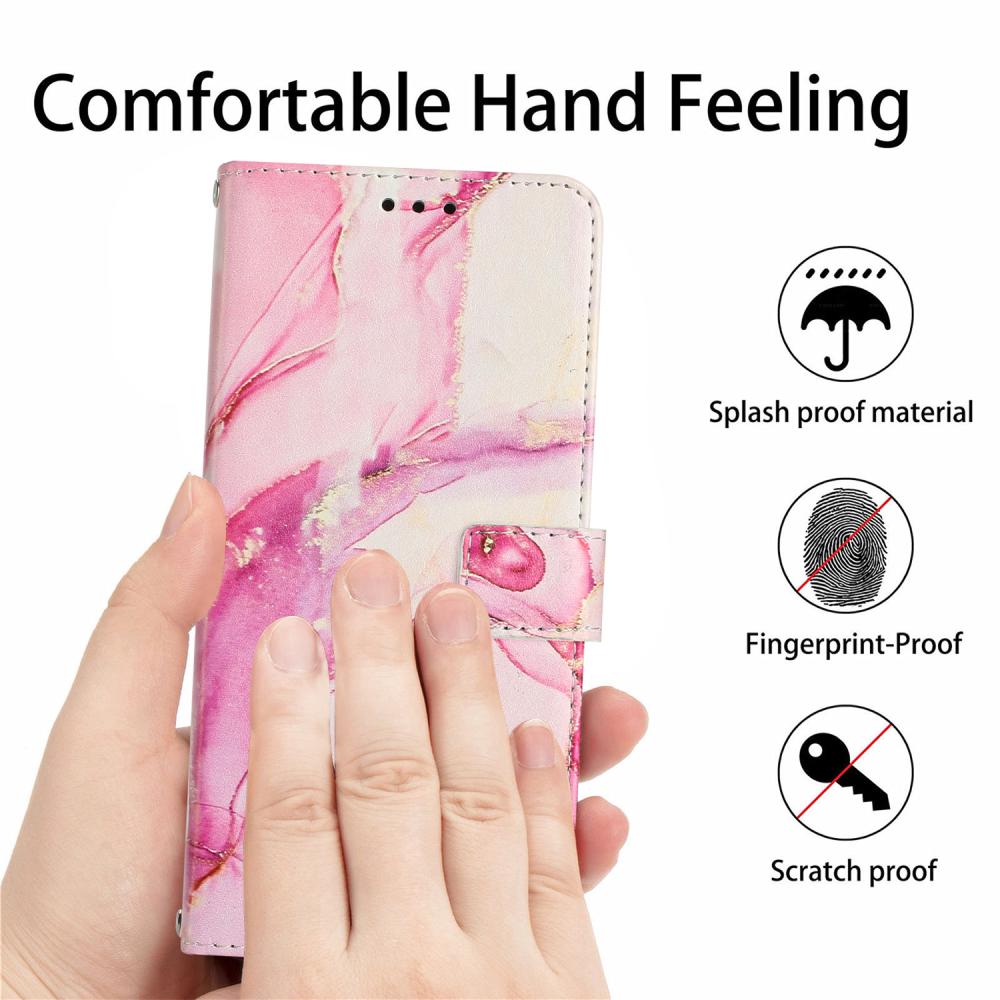  Motorola Moto G86 Power / G86 5G Fodral Läder Marmor Rosa - Teknikhallen.se