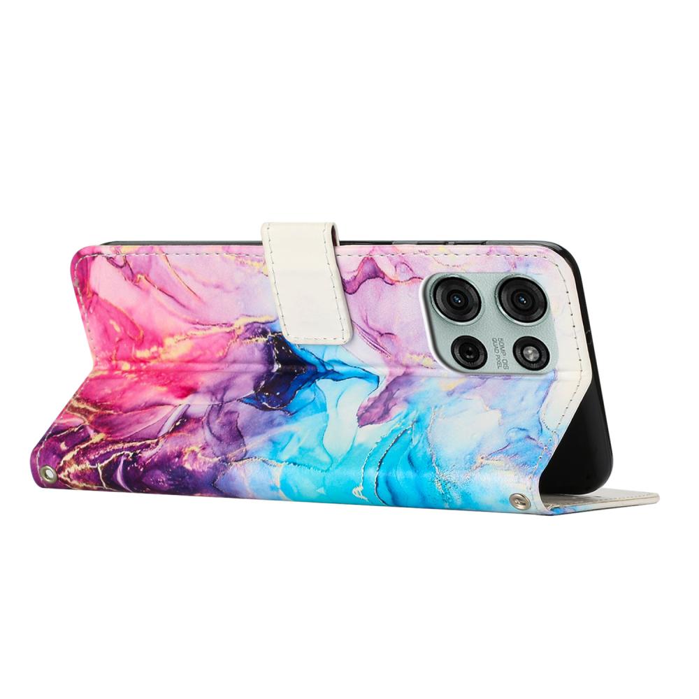  Motorola Moto G86 Power/G86 5G Fodral Läder Marmor Rosa/Lila - Teknikhallen.se