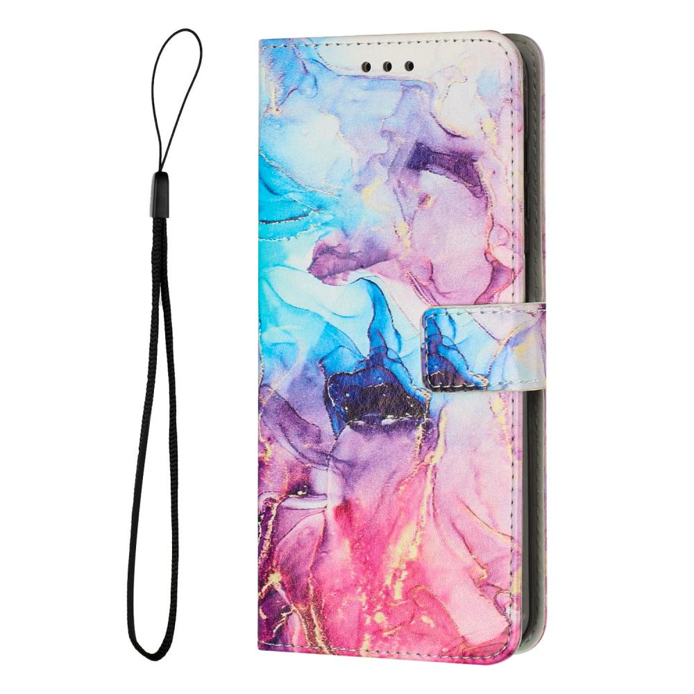  Motorola Moto G86 Power/G86 5G Fodral Läder Marmor Rosa/Lila - Teknikhallen.se