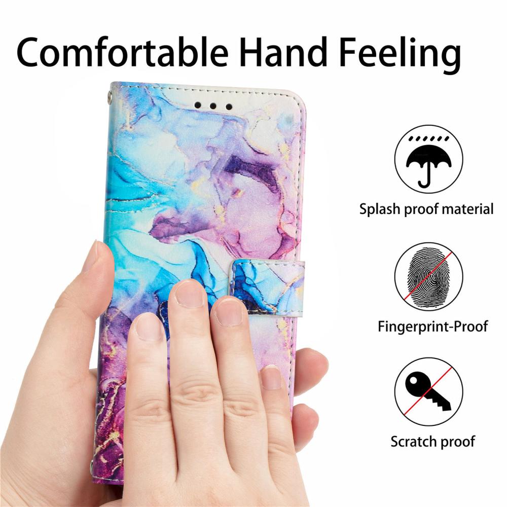 Motorola Moto G86 Power/G86 5G Fodral Läder Marmor Rosa/Lila - Teknikhallen.se