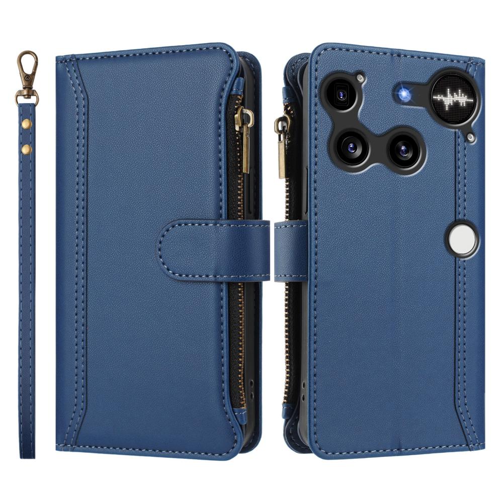  Nothing Phone 3 Fodral Läder Multifunktionellt Blå - Teknikhallen.se