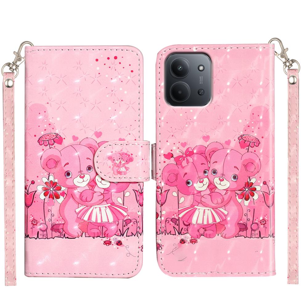  Xiaomi Redmi 15C Fodral Med Tryck Rosa Björnar - Teknikhallen.se