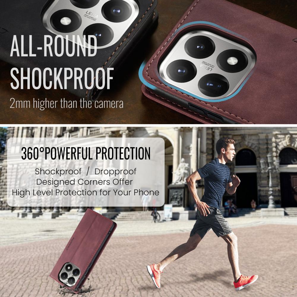 CASEME CASEME Xiaomi 15T Fodral Flip Retro Läder Röd - Teknikhallen.se