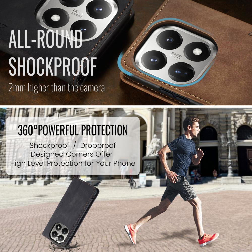 CASEME CASEME Xiaomi 15T Fodral Flip Retro Läder Svart - Teknikhallen.se