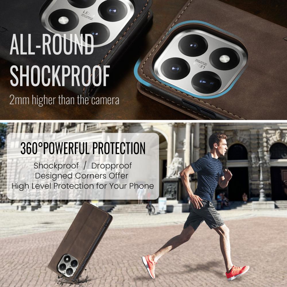 CASEME CASEME Xiaomi 15T Fodral Flip Retro Läder Brun - Teknikhallen.se