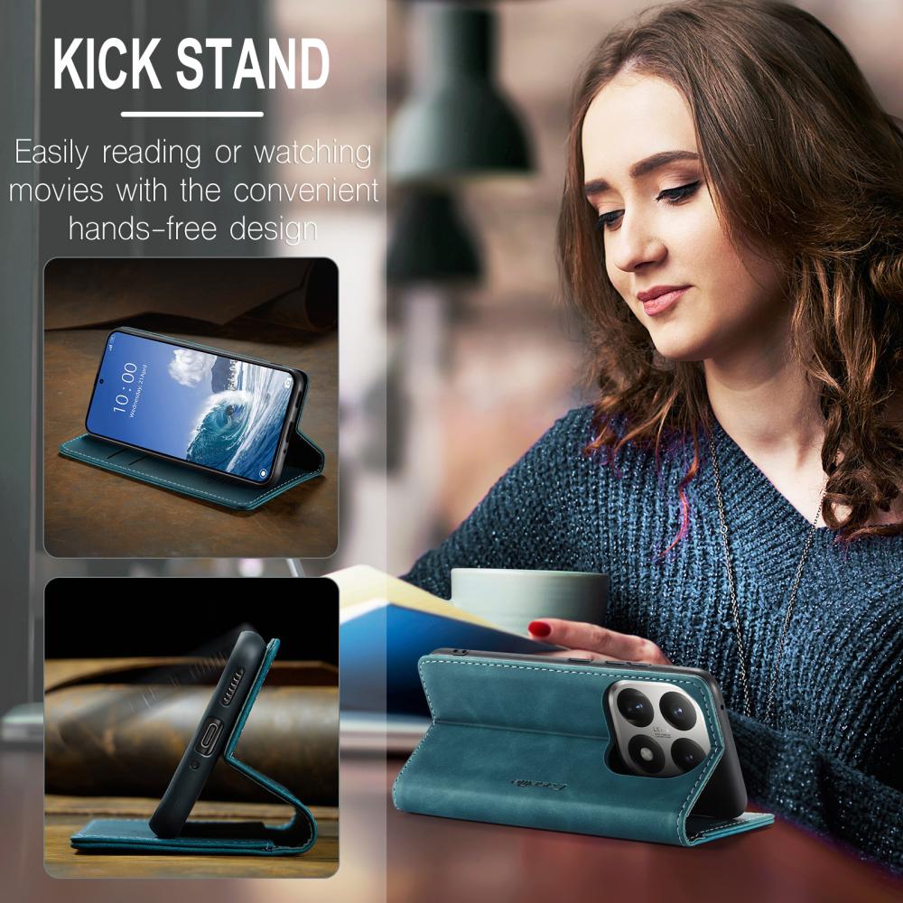 CASEME CASEME Xiaomi 15T Fodral Flip Retro Läder Blå - Teknikhallen.se