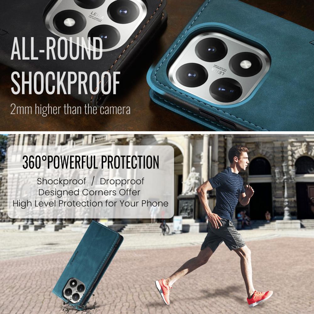 CASEME CASEME Xiaomi 15T Fodral Flip Retro Läder Blå - Teknikhallen.se