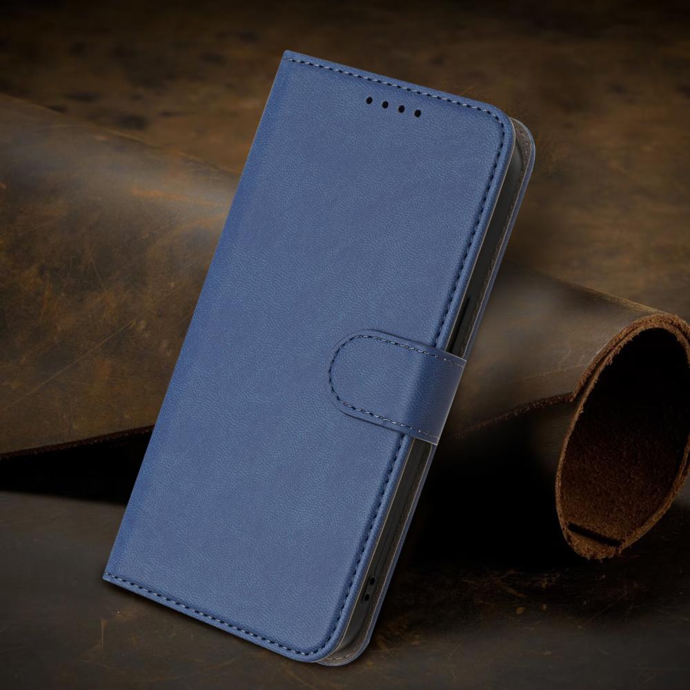  Samsung Galaxy S26 Ultra Fodral Solid Läder Blå - Teknikhallen.se
