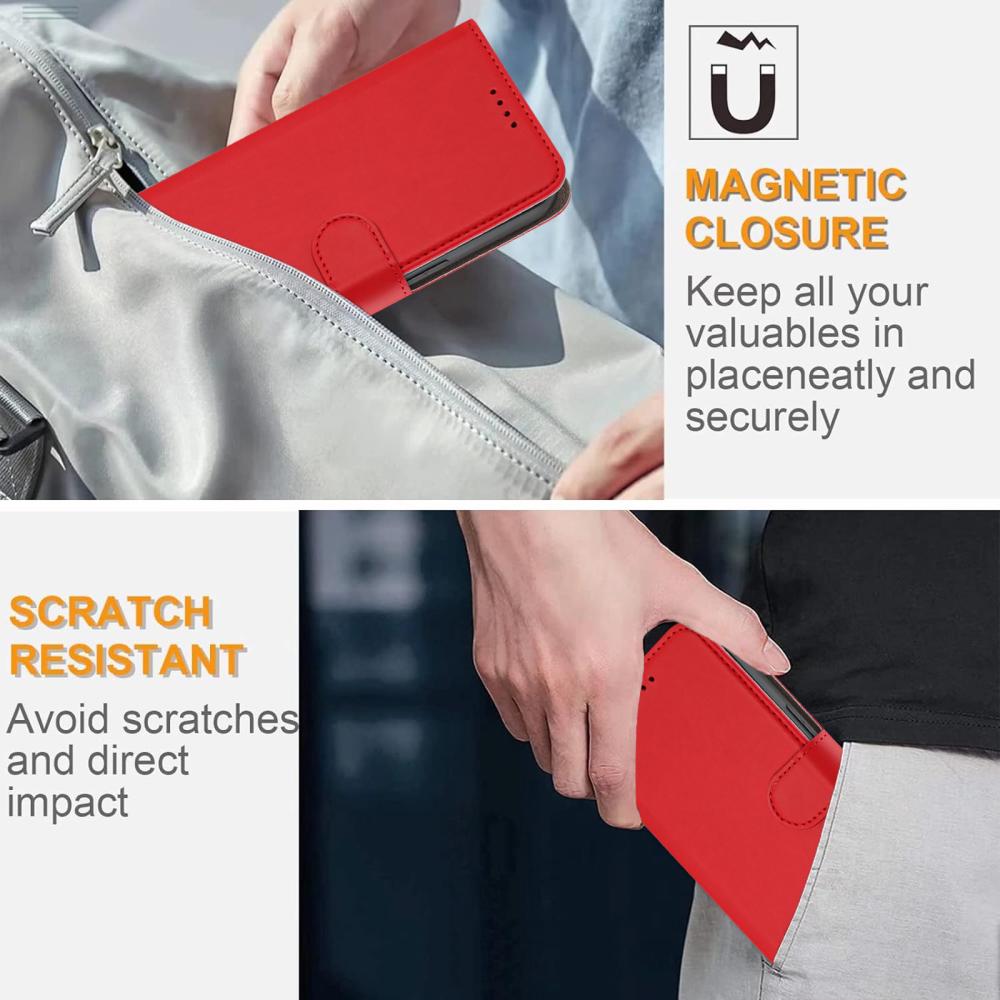  Samsung Galaxy S26 Ultra Fodral Solid Läder Röd - Teknikhallen.se