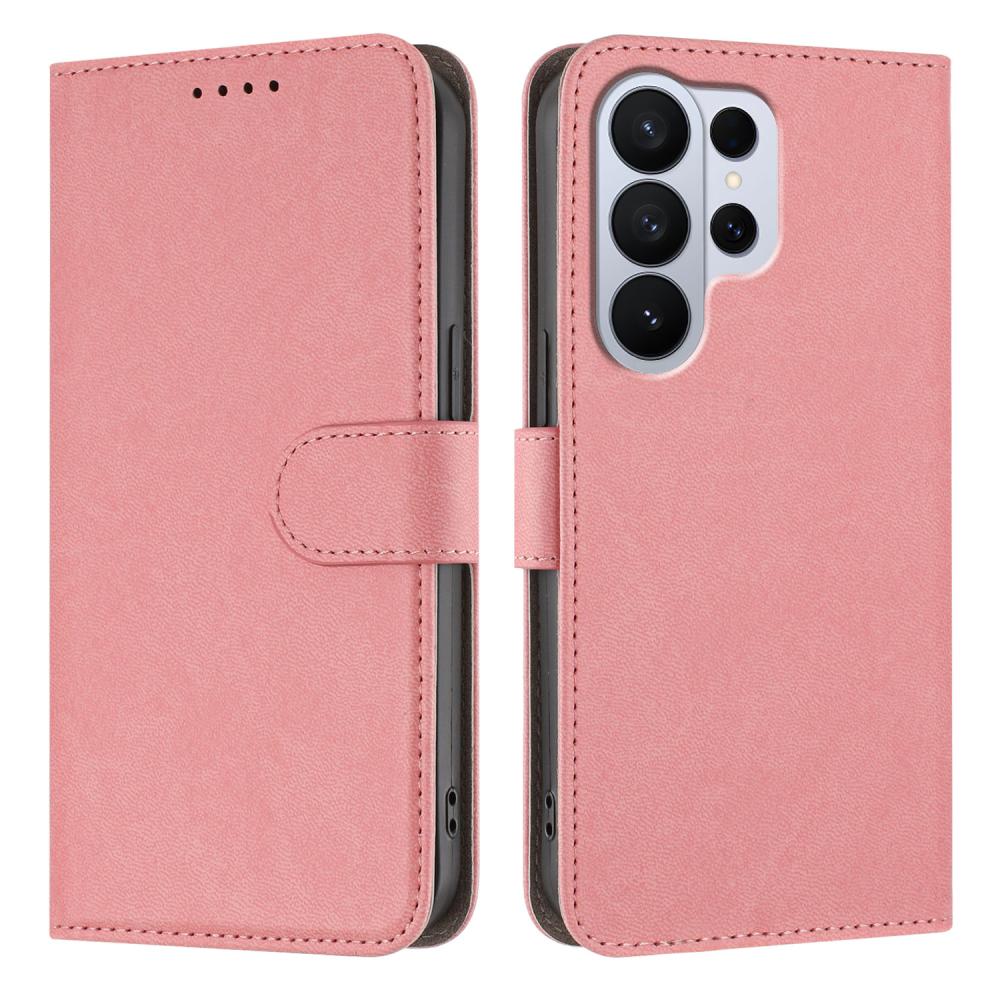  Samsung Galaxy S26 Ultra Fodral Solid Läder Rosa - Teknikhallen.se