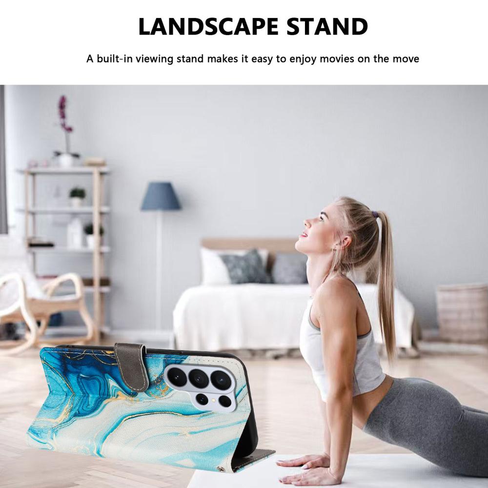  Samsung Galaxy S26 Ultra Fodral Med Tryck Blå Marmor - Teknikhallen.se