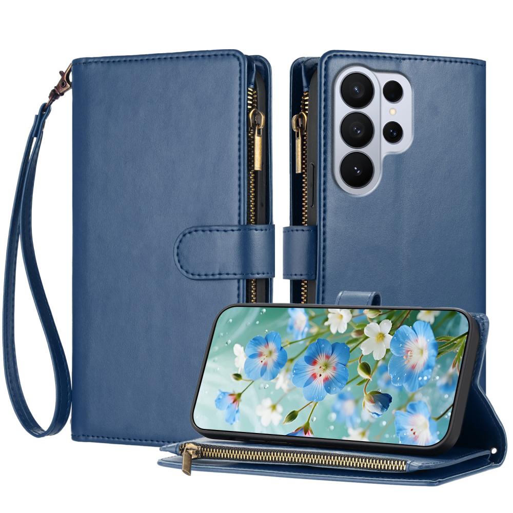  Samsung Galaxy S26 Ultra Fodral Multifunktionellt Läder Blå - Teknikhallen.se