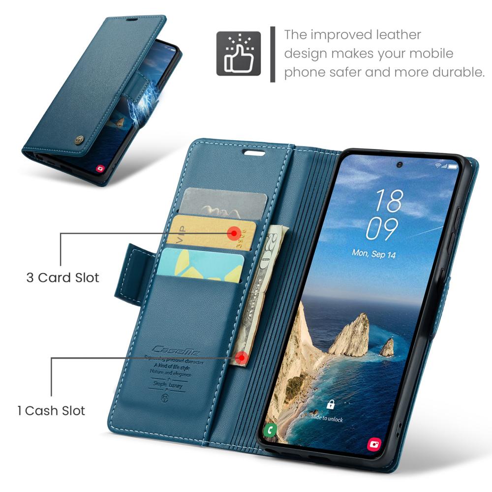 CASEME CASEME Samsung Galaxy S26 Ultra Fodral RFID Läder Blå - Teknikhallen.se