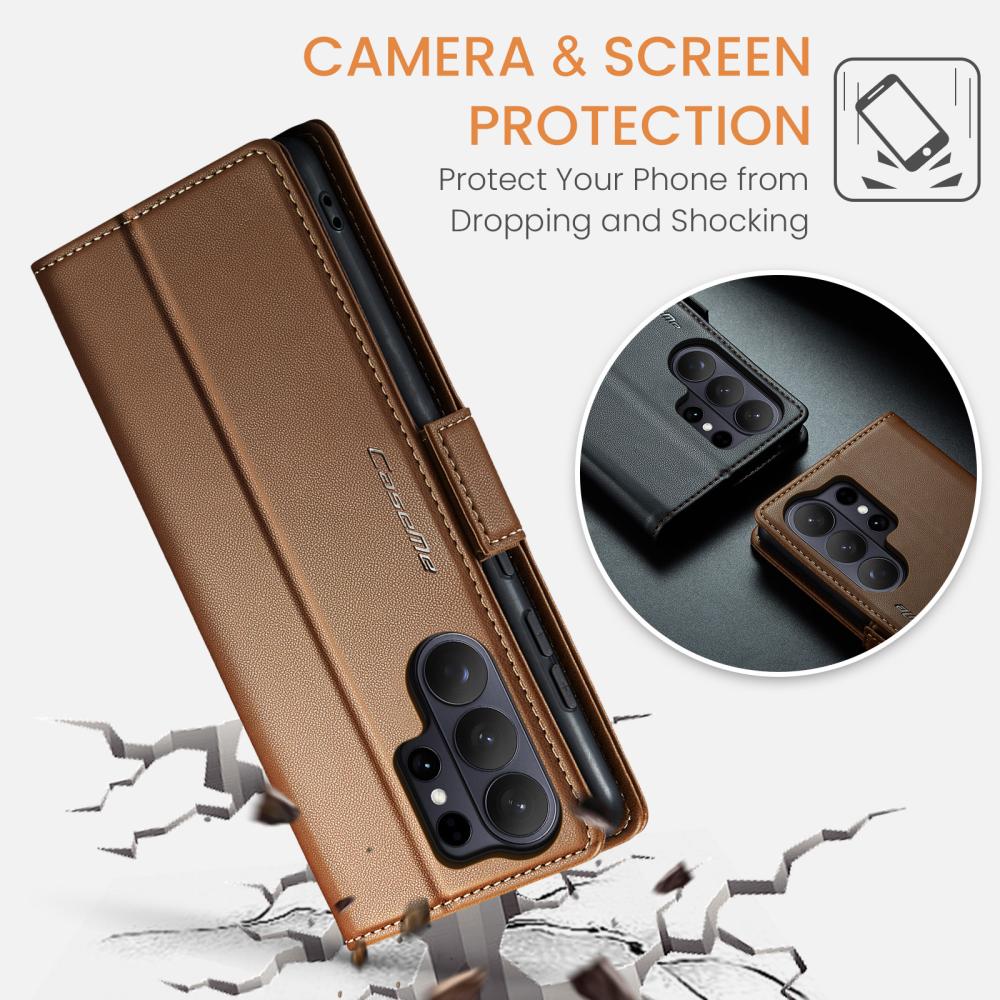 CASEME CASEME Samsung Galaxy S26 Ultra Fodral RFID Läder Brun - Teknikhallen.se