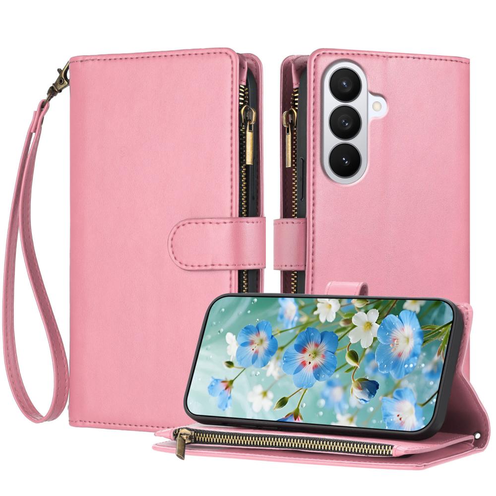  Samsung Galaxy S26 Fodral Multifunktionellt Läder Rosa - Teknikhallen.se