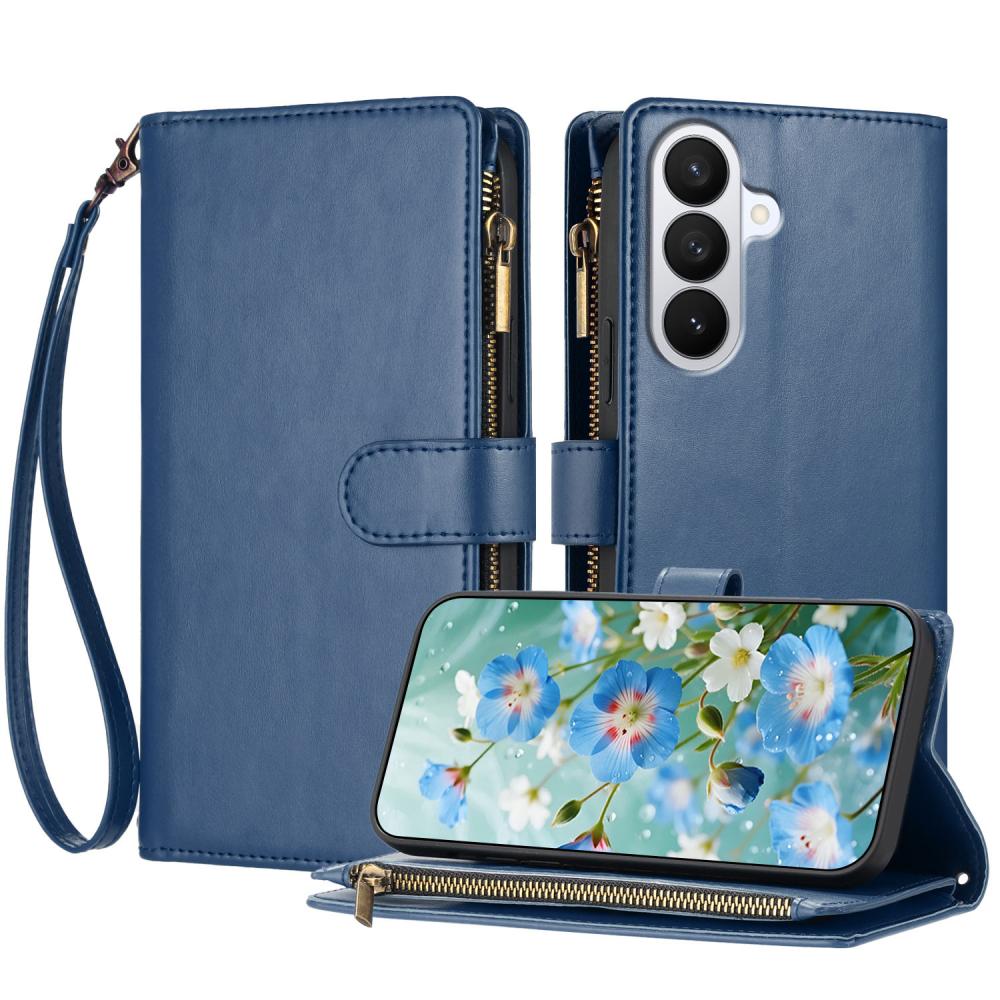  Samsung Galaxy S26 Fodral Multifunktionellt Läder Blå - Teknikhallen.se