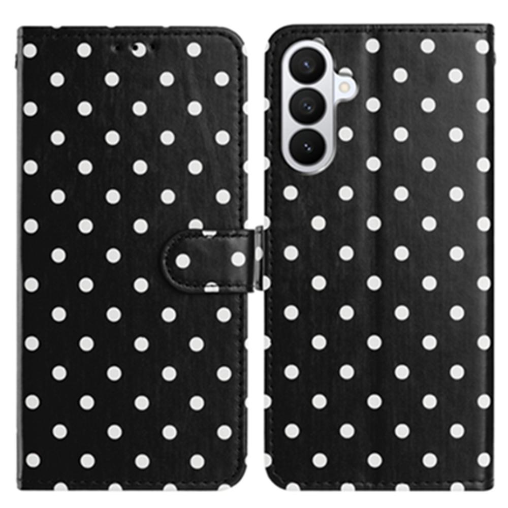  Samsung Galaxy S26 Plus Fodral Polka Dot Läder Svart/Vit - Teknikhallen.se