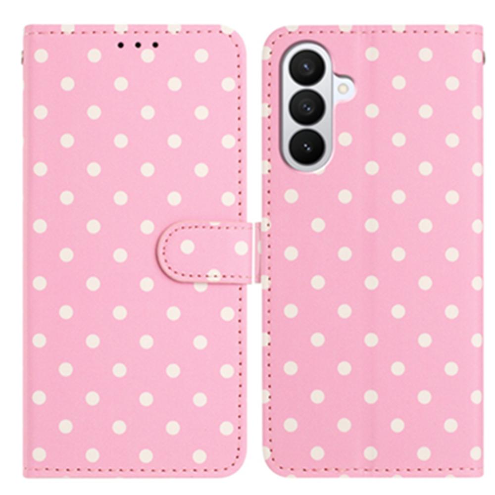  Samsung Galaxy S26 Plus Fodral Polka Dot Läder Rosa/Vit - Teknikhallen.se