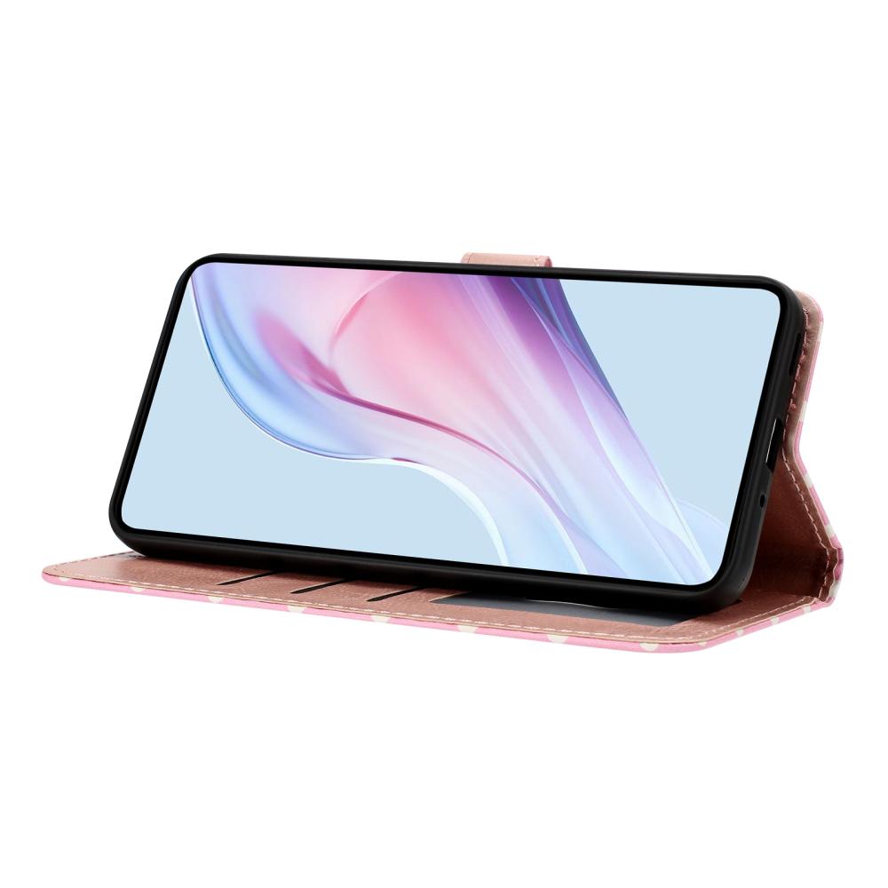  Samsung Galaxy S26 Plus Fodral Polka Dot Läder Rosa/Vit - Teknikhallen.se