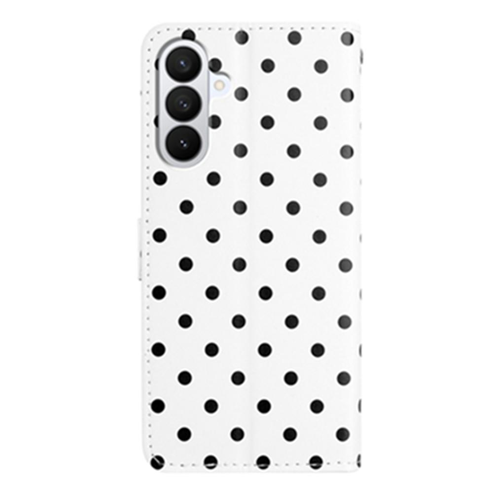  Samsung Galaxy S26 Plus Fodral Polka Dot Läder Vit/Svart - Teknikhallen.se