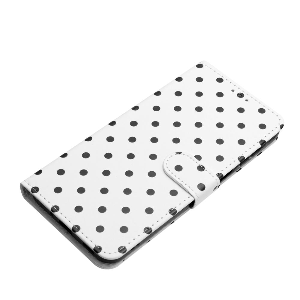 Samsung Galaxy S26 Plus Fodral Polka Dot Läder Vit/Svart - Teknikhallen.se