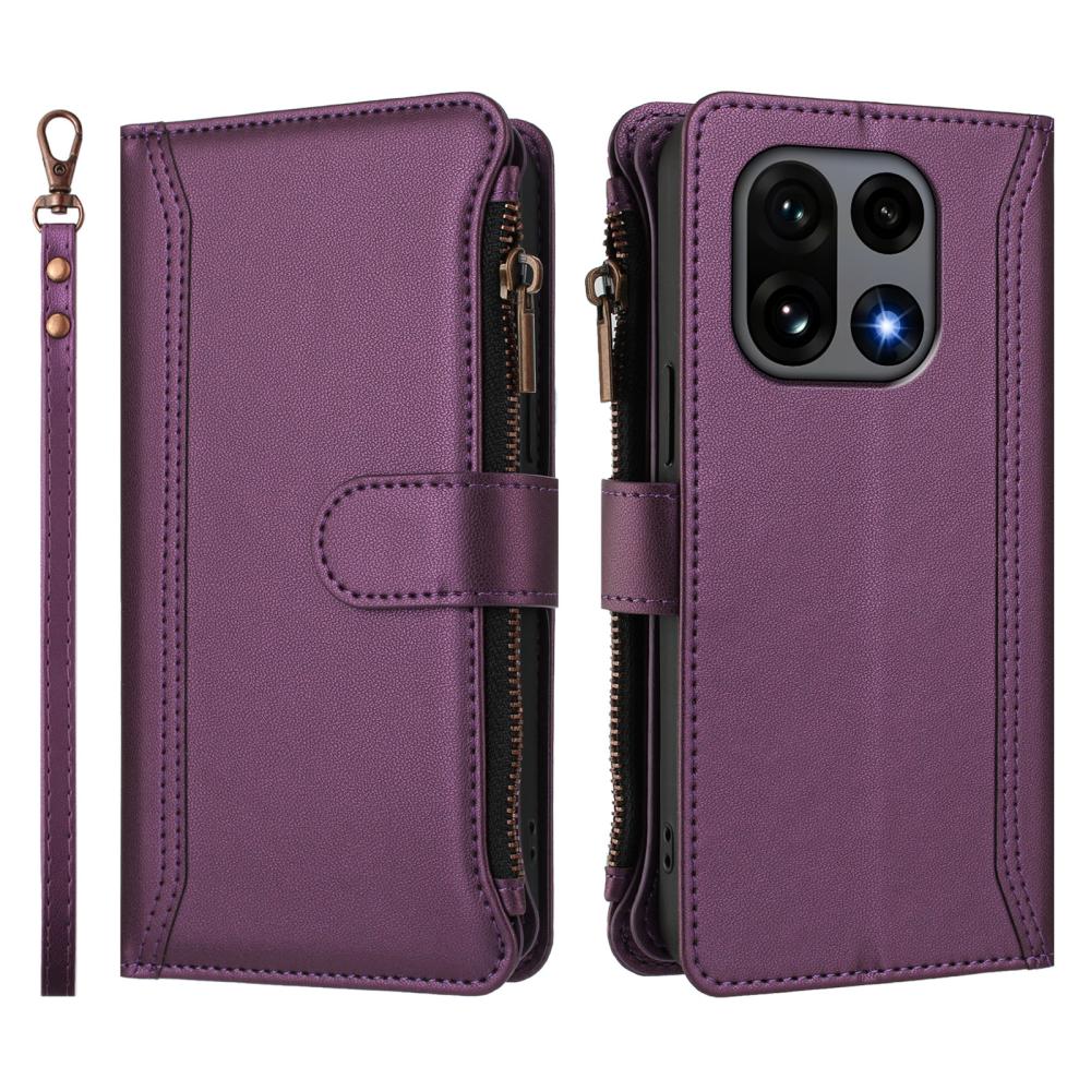  OnePlus 15 Fodral Multifunktionellt Läder Lila - Teknikhallen.se