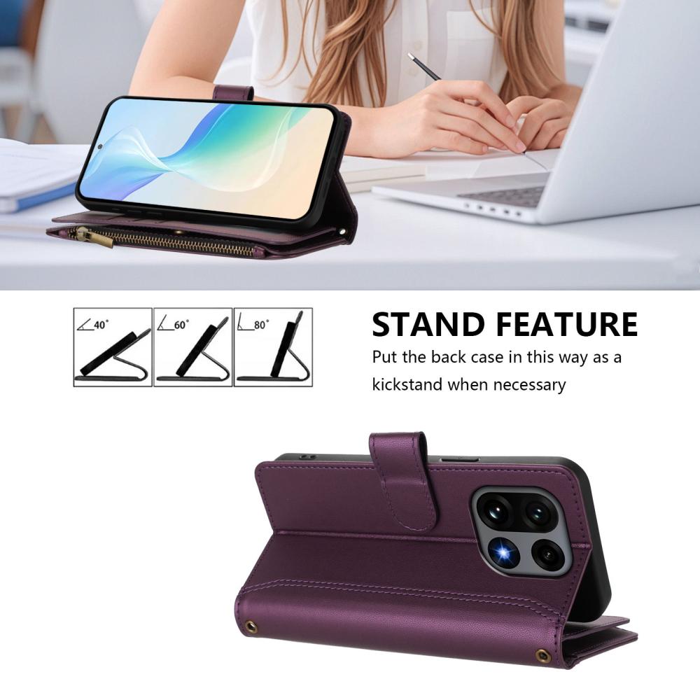  OnePlus 15 Fodral Multifunktionellt Läder Lila - Teknikhallen.se