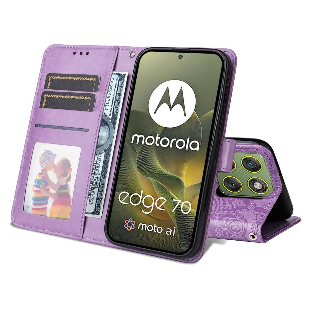  Motorola Edge 70 Fodral Mandala Läder Lila - Teknikhallen.se