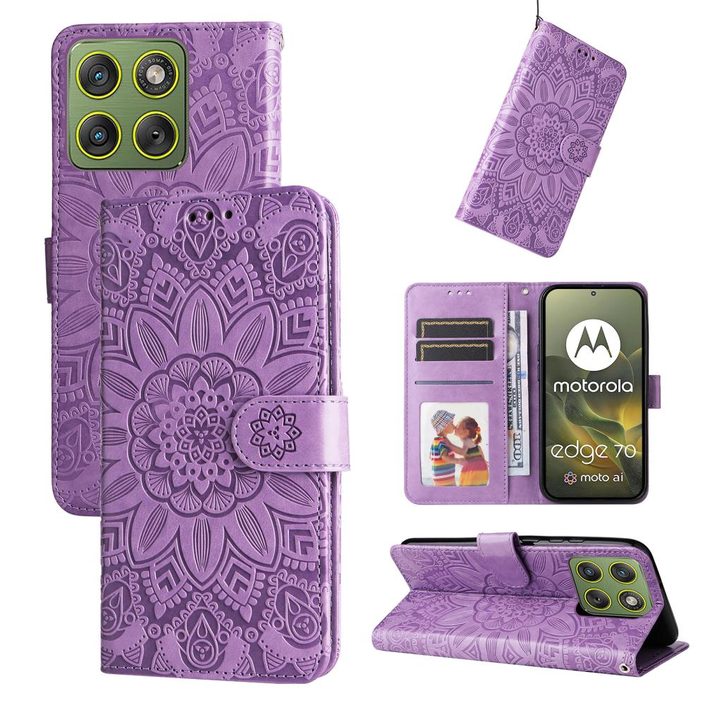  Motorola Edge 70 Fodral Mandala Läder Lila - Teknikhallen.se