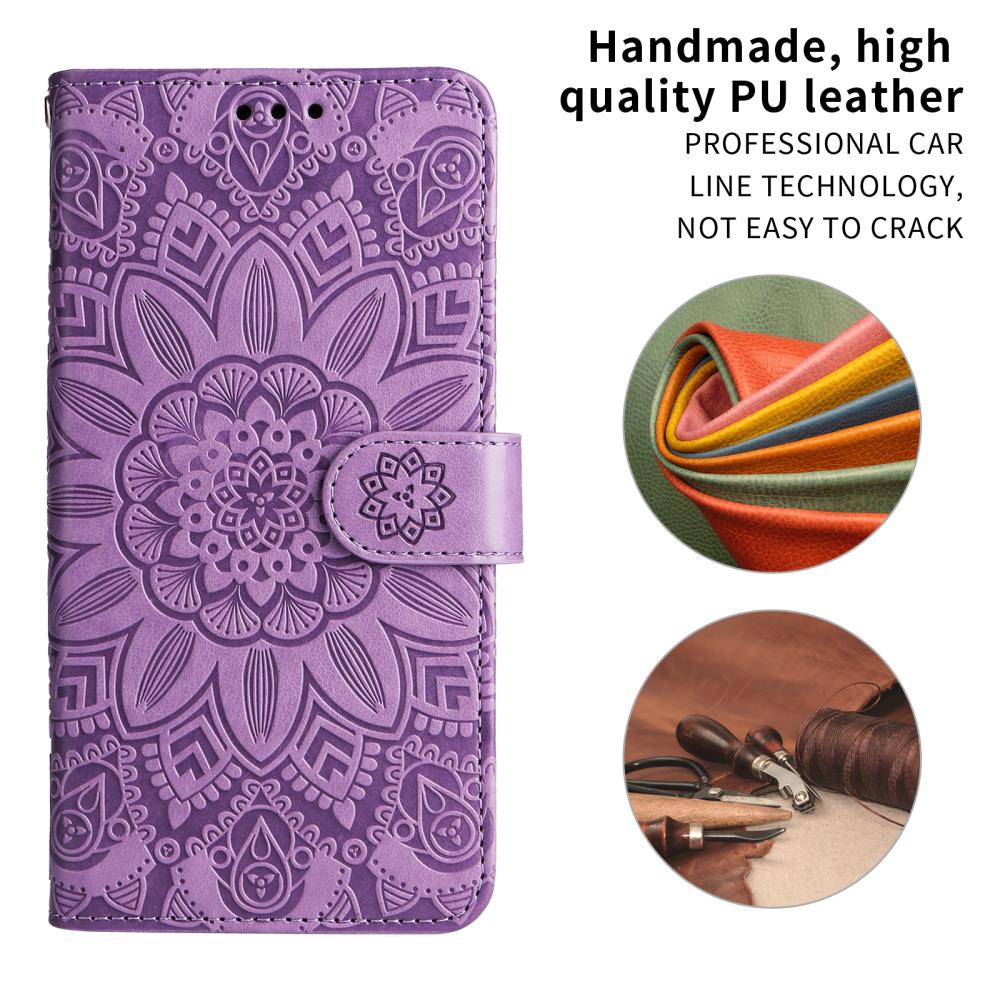  Motorola Edge 70 Fodral Mandala Läder Lila - Teknikhallen.se