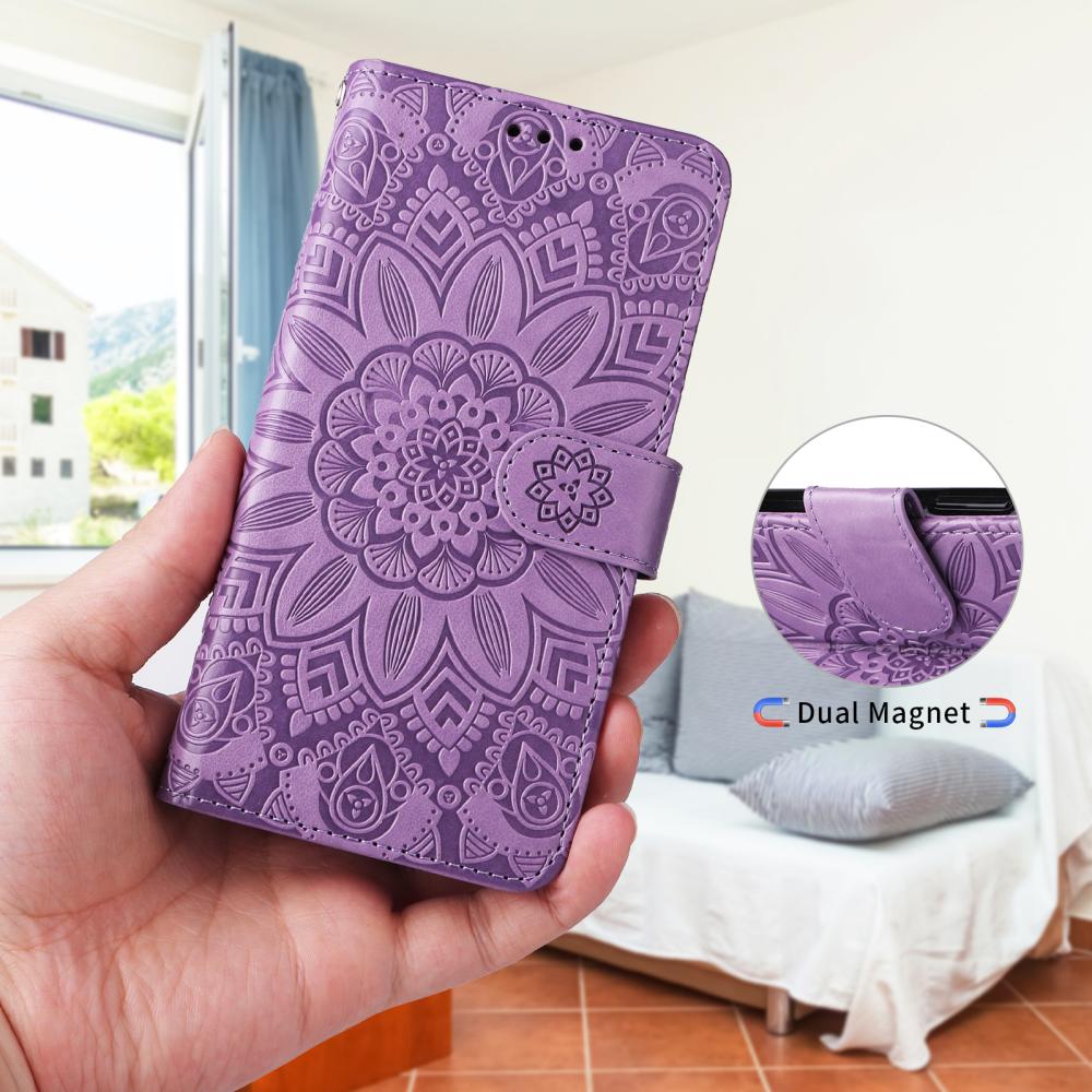  Motorola Edge 70 Fodral Mandala Läder Lila - Teknikhallen.se