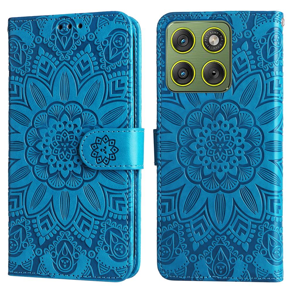 Motorola Edge 70 Fodral Mandala Läder Blå - Teknikhallen.se