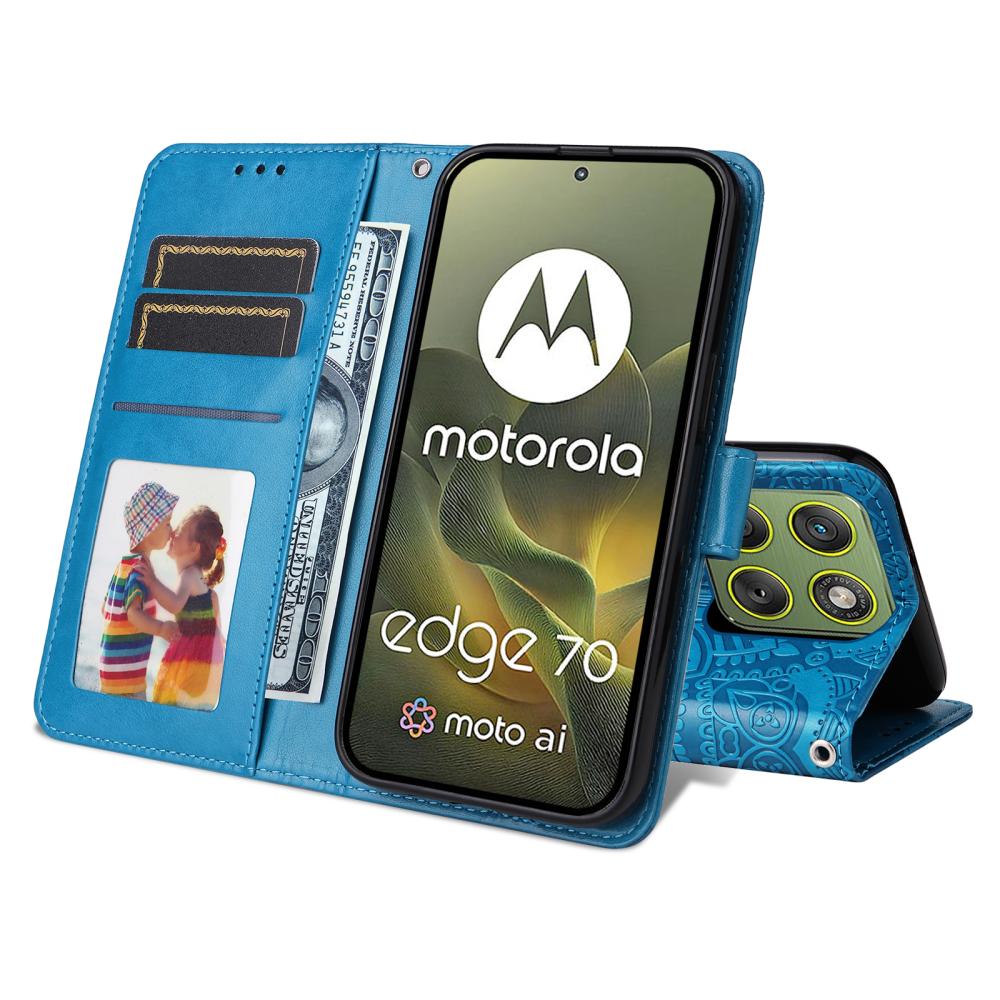  Motorola Edge 70 Fodral Mandala Läder Blå - Teknikhallen.se