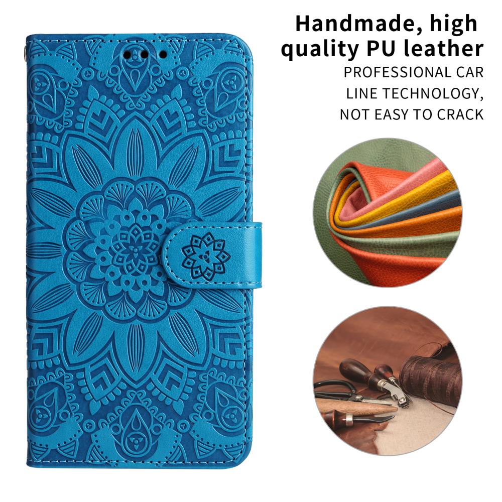  Motorola Edge 70 Fodral Mandala Läder Blå - Teknikhallen.se