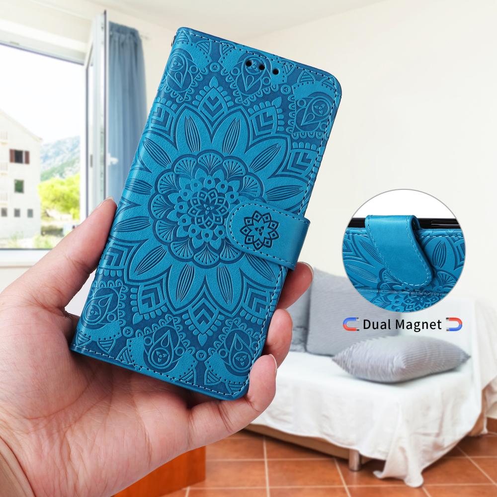 Motorola Edge 70 Fodral Mandala Läder Blå - Teknikhallen.se
