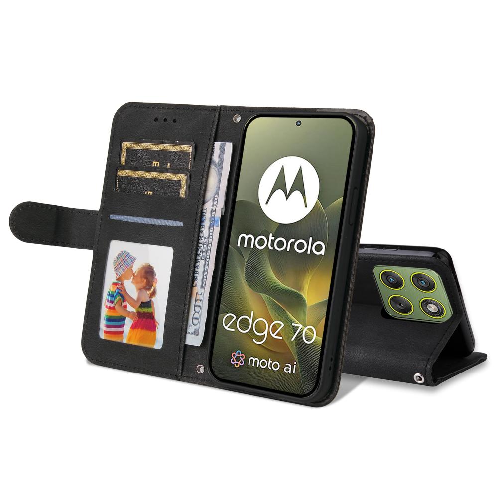  Motorola Edge 70 Fodral Skin Touch Läder Svart - Teknikhallen.se