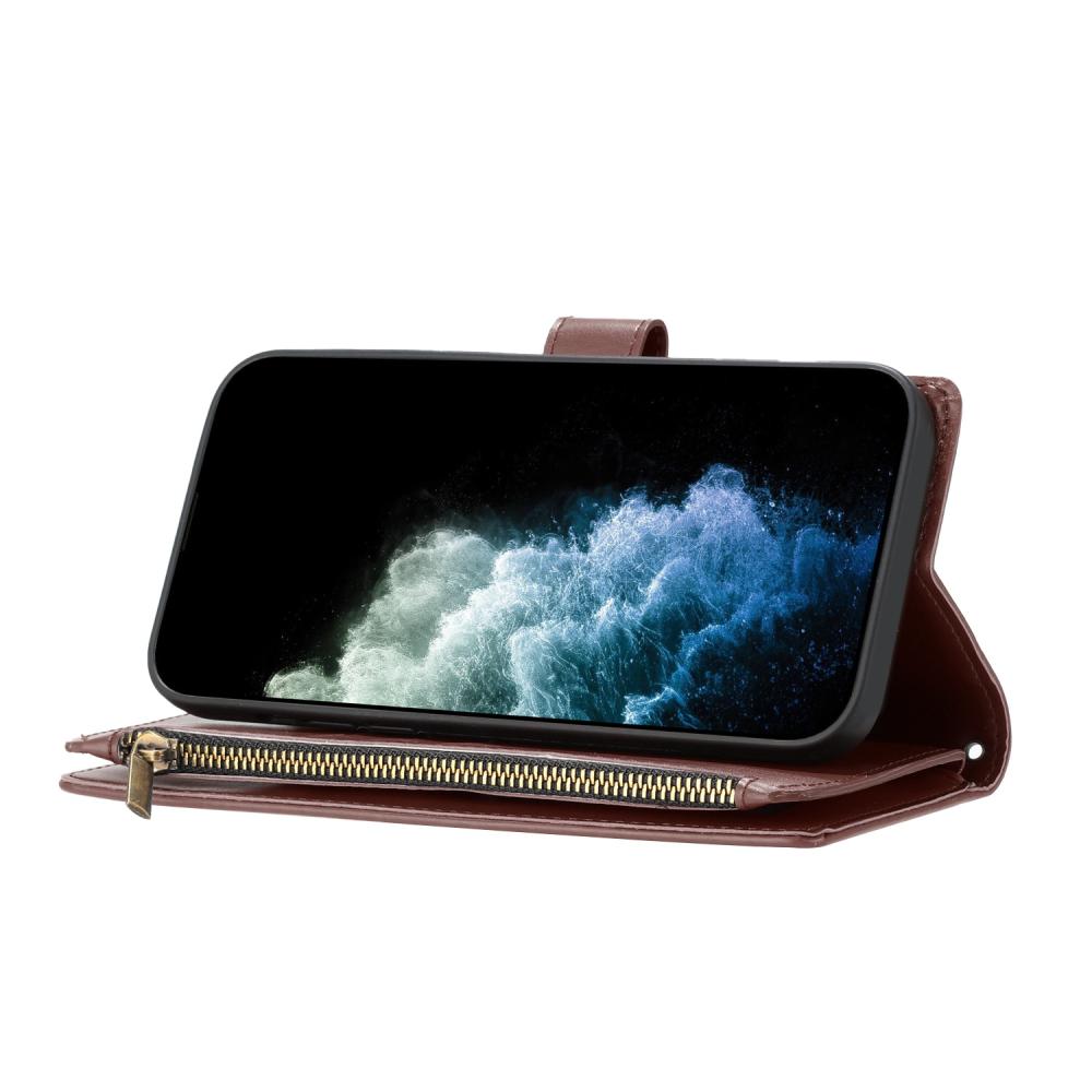  Motorola Edge 70 Fodral Multifunktionellt Läder Brun - Teknikhallen.se