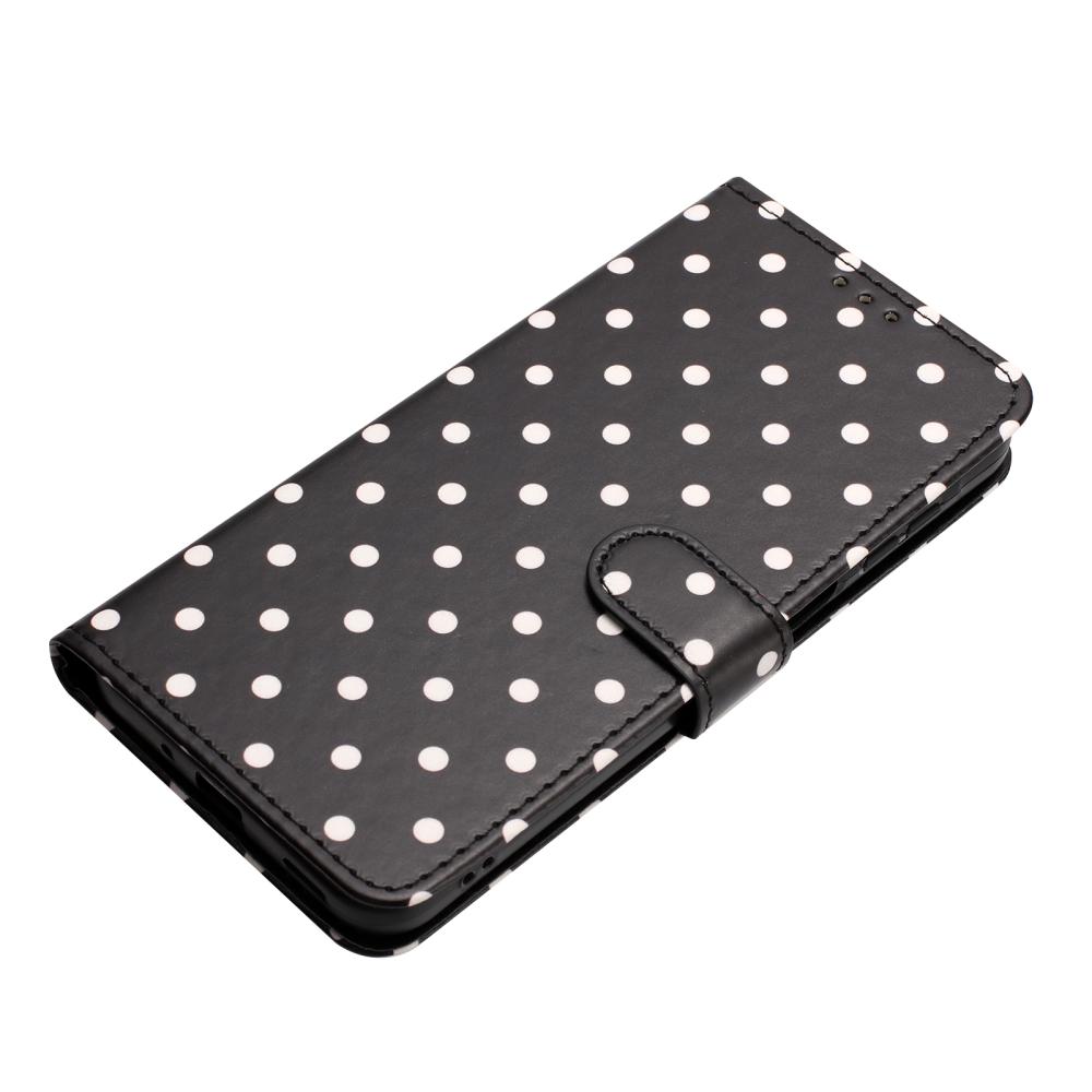  Motorola Edge 70 Fodral Polka Dot Läder Svart / Vit - Teknikhallen.se