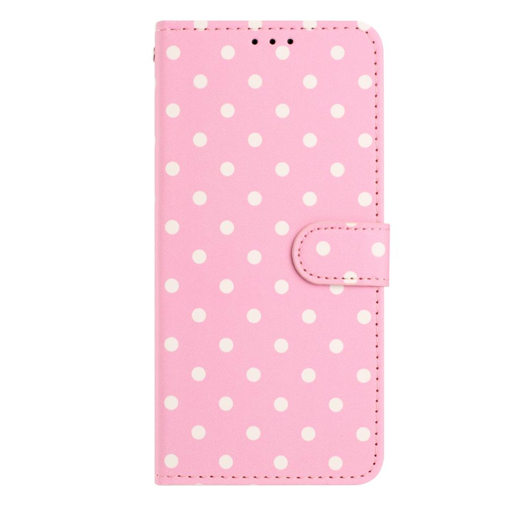  Motorola Edge 70 Fodral Polka Dot Läder Rosa / Vit - Teknikhallen.se