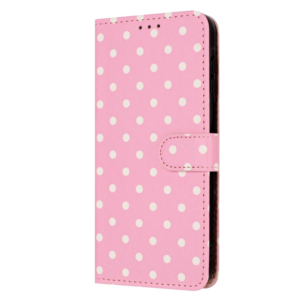  Motorola Edge 70 Fodral Polka Dot Läder Rosa / Vit - Teknikhallen.se