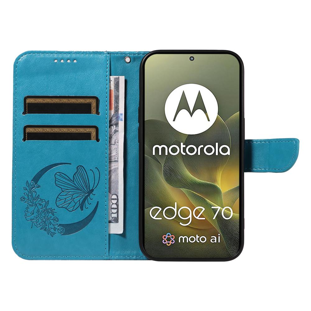  Motorola Edge 70 Fodral Med Fjäril Tryck Blå - Teknikhallen.se