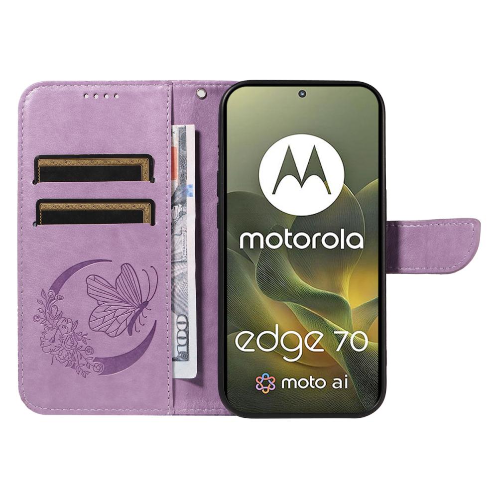  Motorola Edge 70 Fodral Med Fjäril Tryck Lila - Teknikhallen.se