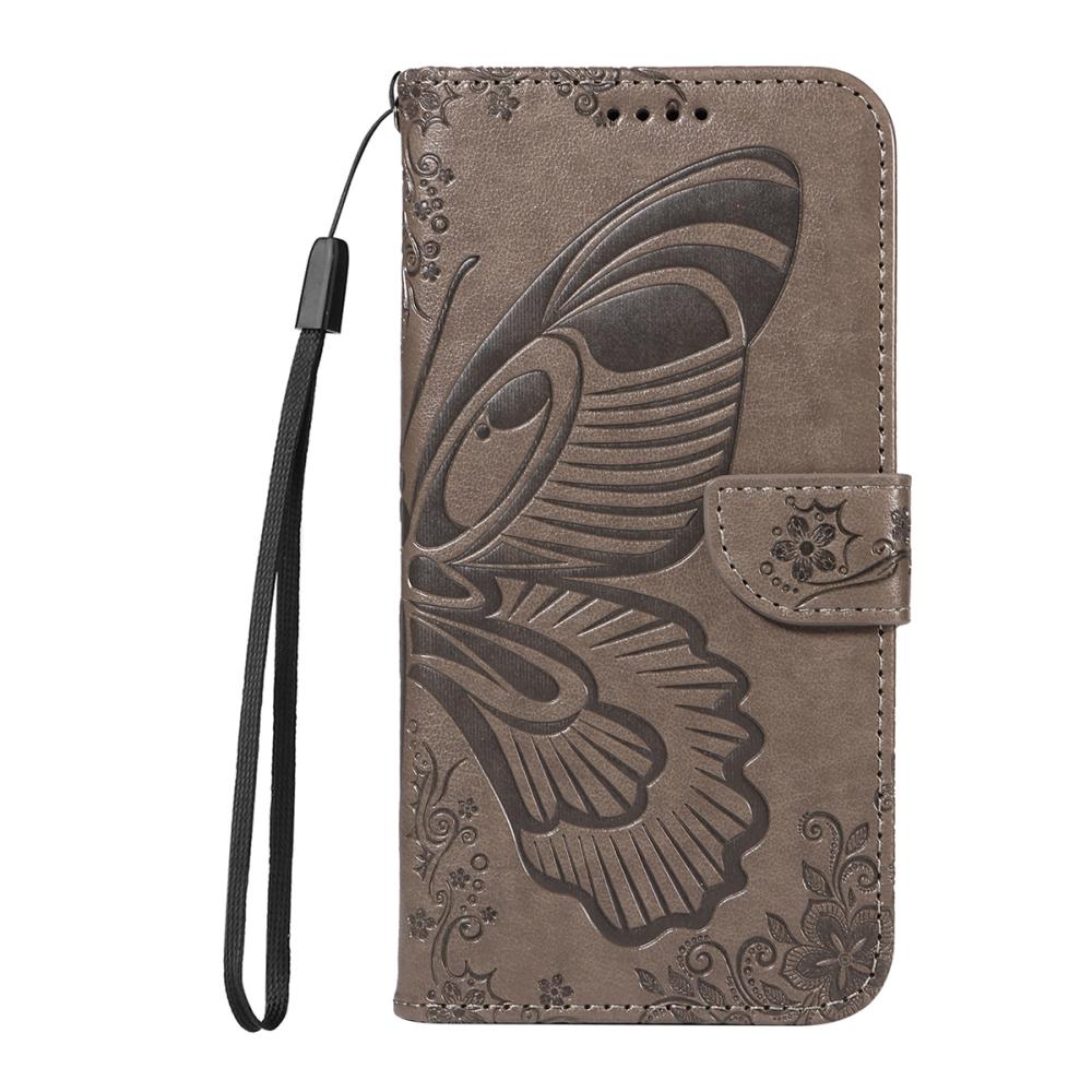  Motorola Edge 70 Fodral Med Fjäril Tryck Grå - Teknikhallen.se