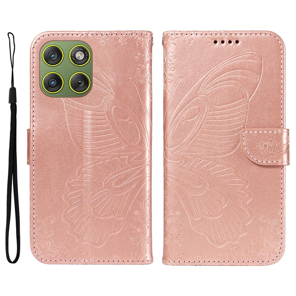  Motorola Edge 70 Fodral Med Fjäril Tryck Roséguld - Teknikhallen.se
