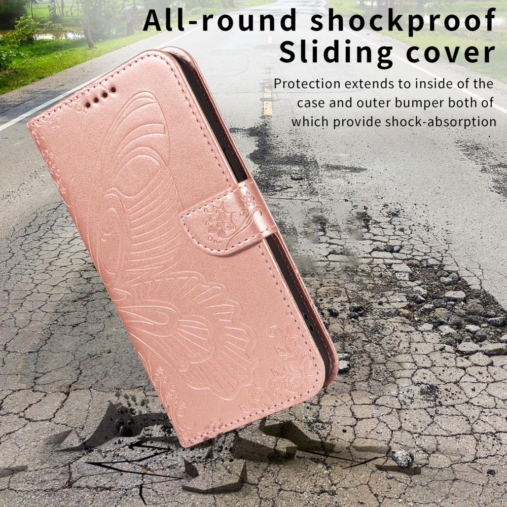  Motorola Edge 70 Fodral Med Fjäril Tryck Roséguld - Teknikhallen.se