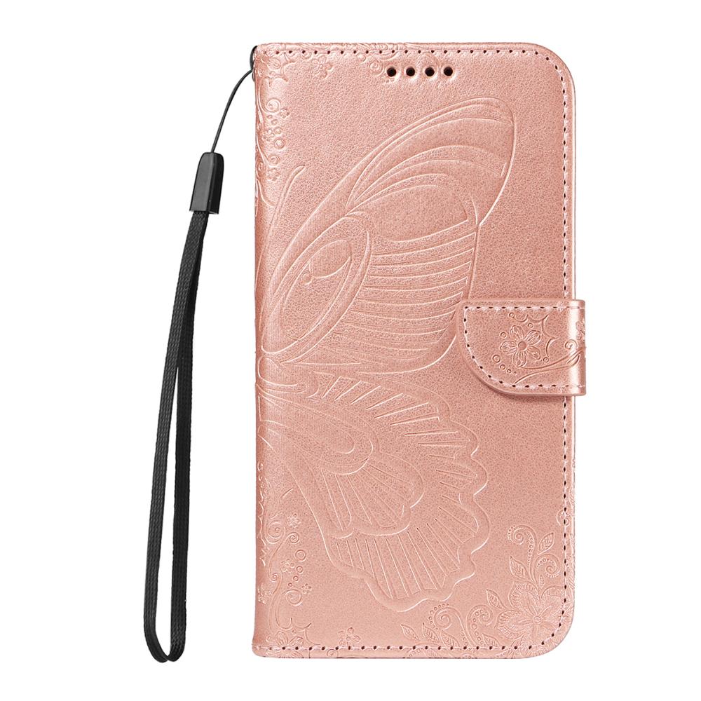  Motorola Edge 70 Fodral Med Fjäril Tryck Roséguld - Teknikhallen.se