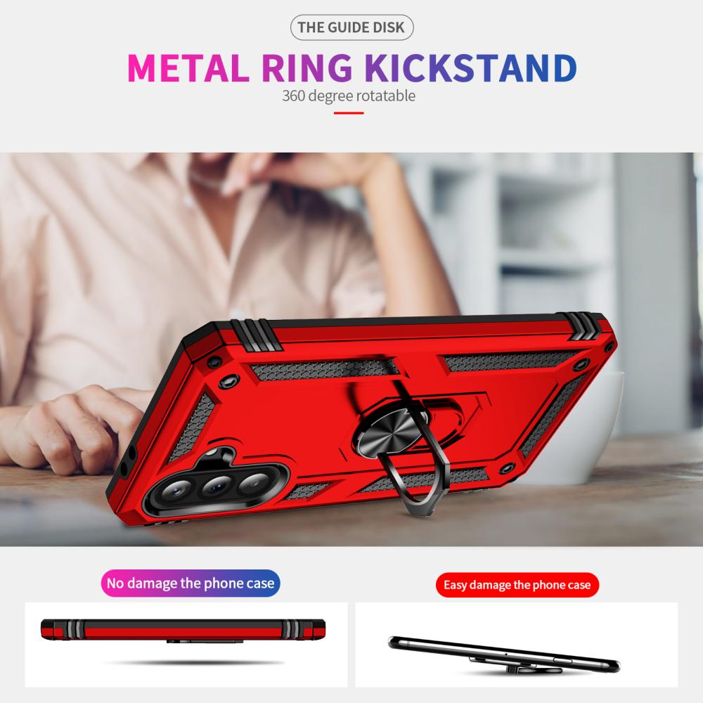  Samsung Galaxy A37 5G Skal Shockproof Hybrid Ring Röd - Teknikhallen.se
