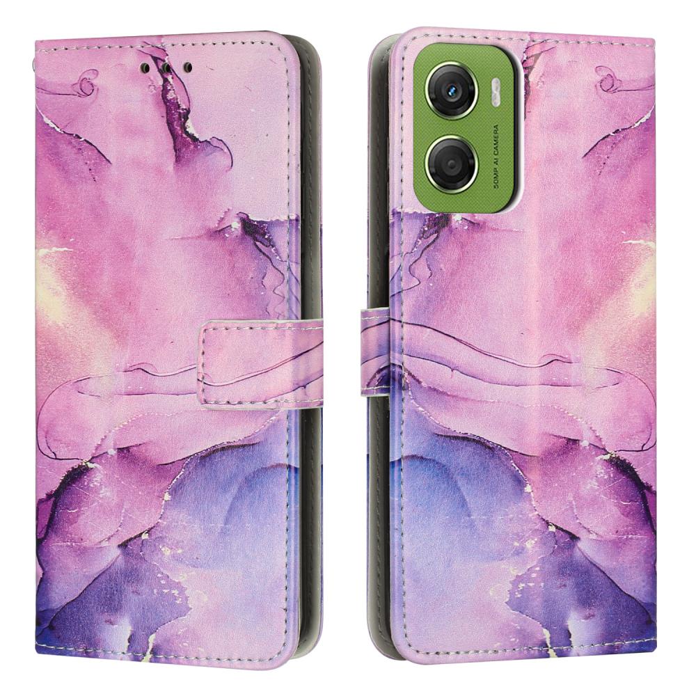  Motorola Moto G06 / G06 Power Fodral läder Marmor Lila - Teknikhallen.se